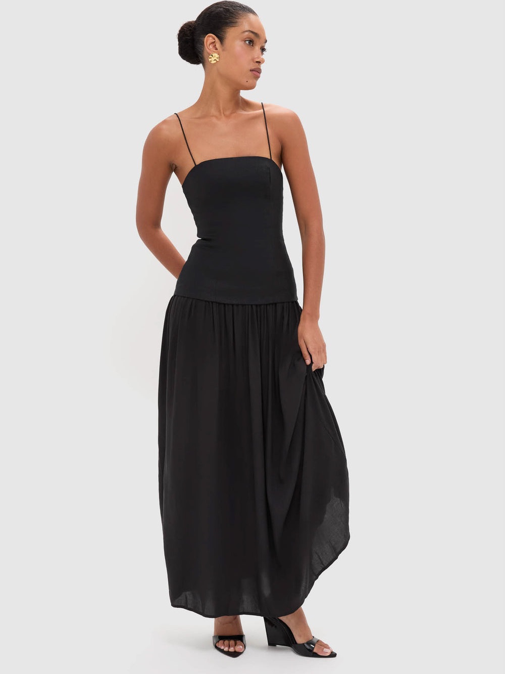 Faithfull The Brand Black Spaghetti-Strap Maxi Dress